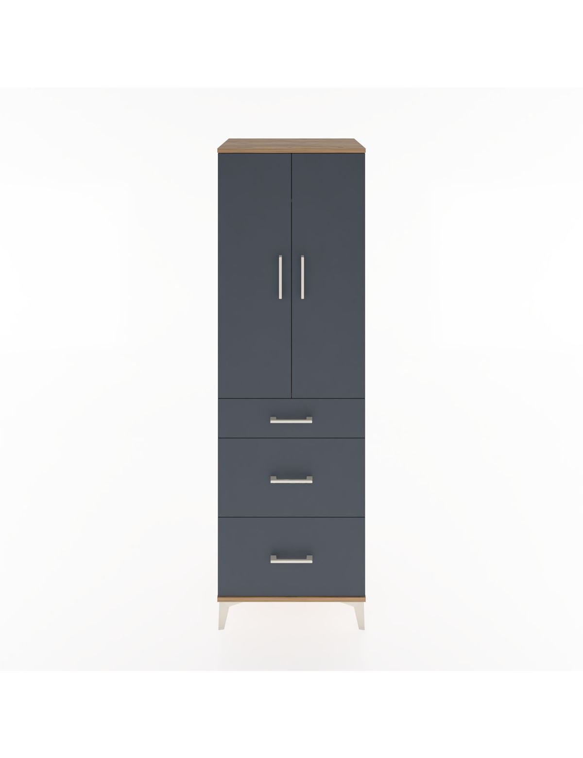 Hyperion Dolap Tek Raflı 3 Çekmeceli Tek Askılı 60x44x195 Çam-Antrasit