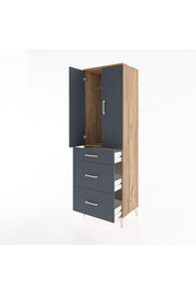Hyperion Dolap Tek Raflı 3 Çekmeceli Tek Askılı 60x44x195 Çam-Antrasit