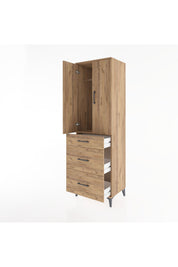 Hyperion Dolap Tek Raflı 3 Çekmeceli Tek Askılı 60x44x195 Çam-Çam