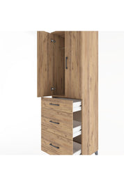 Hyperion Dolap Tek Raflı 3 Çekmeceli Tek Askılı 60x44x195 Çam-Çam