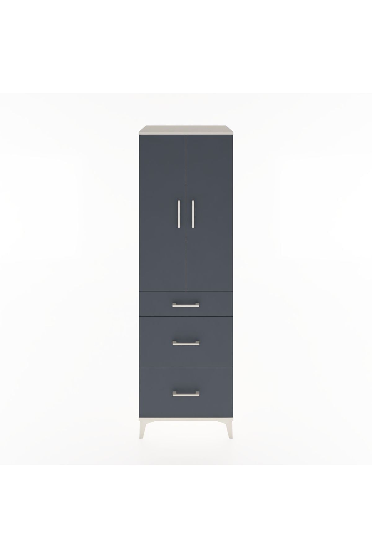 Hyperion Dolap 3 Raflı 3 Çekmeceli 2 Kapaklı 60x44x195 Aytaşı-Antrasit
