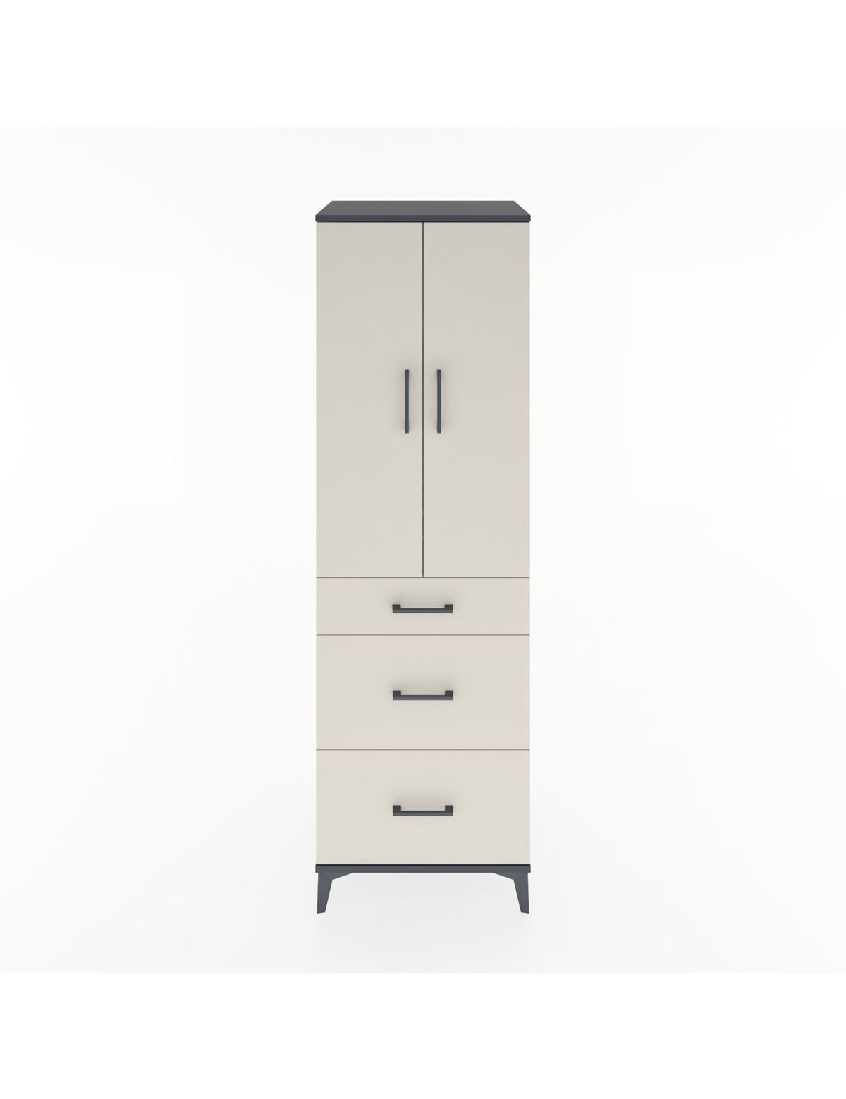 Hyperion Dolap 3 Raflı 3 Çekmeceli 2 Kapaklı 60x44x195 Antrasit-Aytaşı