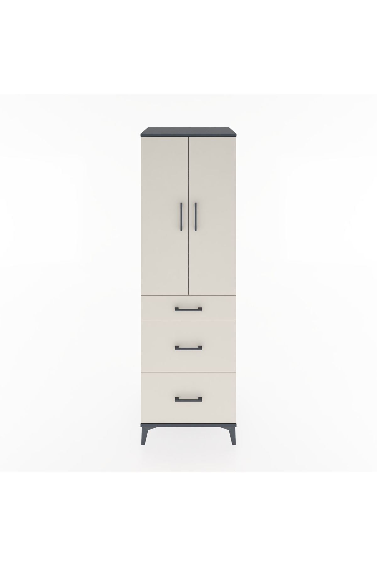 Hyperion Dolap 3 Raflı 3 Çekmeceli 2 Kapaklı 60x44x195 Antrasit-Aytaşı