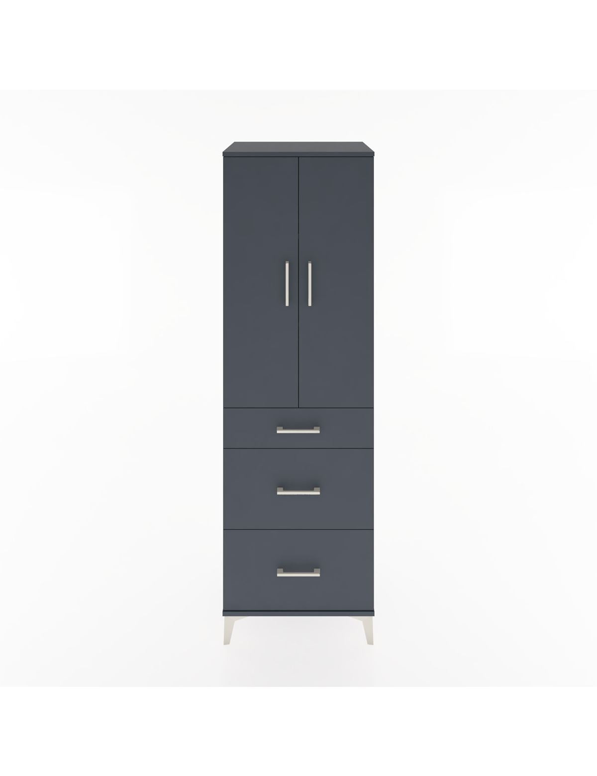 Hyperion Dolap 3 Raflı 3 Çekmeceli 2 Kapaklı 60x44x195 Antrasit-Antrasit