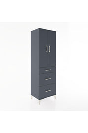 Hyperion Dolap 3 Raflı 3 Çekmeceli 2 Kapaklı 60x44x195 Antrasit-Antrasit