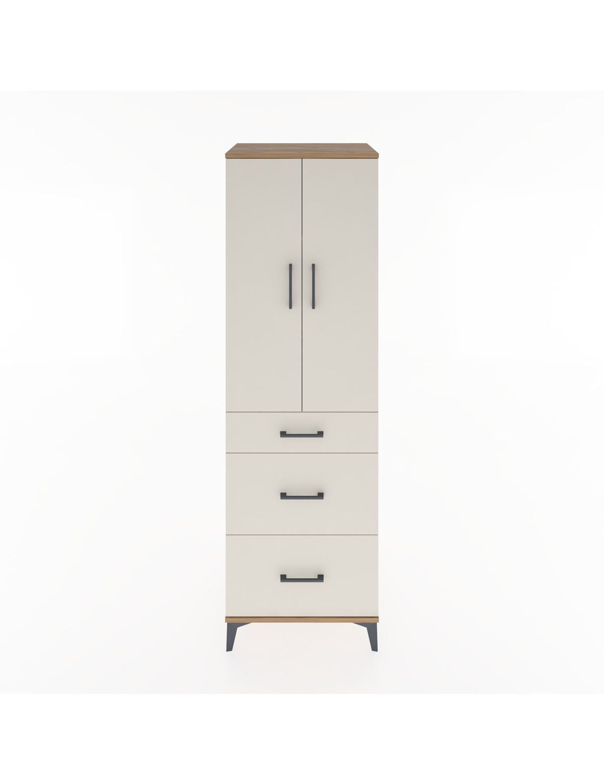 Hyperion Dolap 3 Raflı 3 Çekmeceli 2 Kapaklı 60x44x195 Çam-Aytaşı