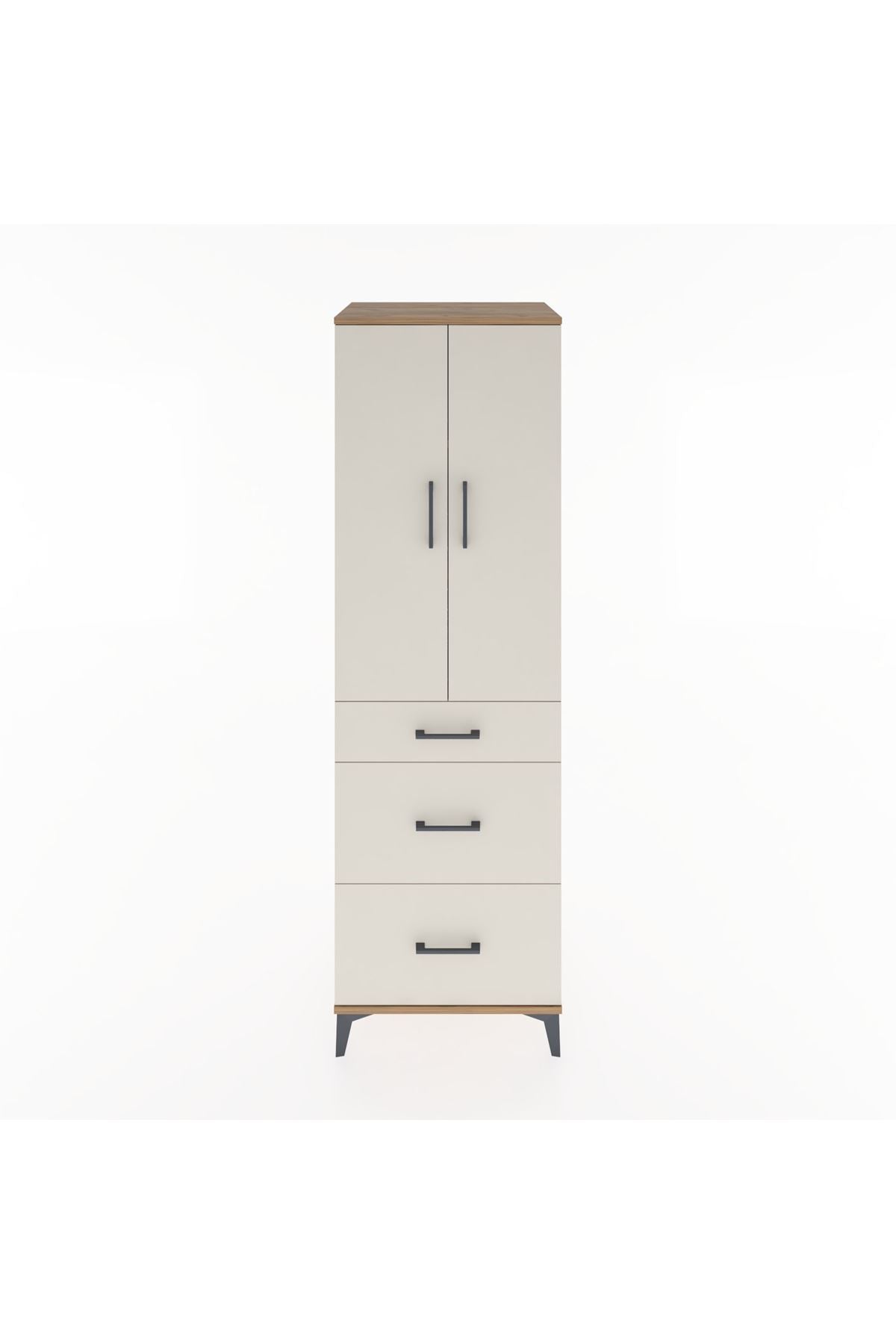 Hyperion Dolap 3 Raflı 3 Çekmeceli 2 Kapaklı 60x44x195 Çam-Aytaşı