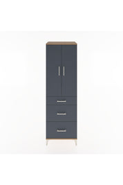 Hyperion Dolap 3 Raflı 3 Çekmeceli 2 Kapaklı 60x44x195 Çam-Antrasit