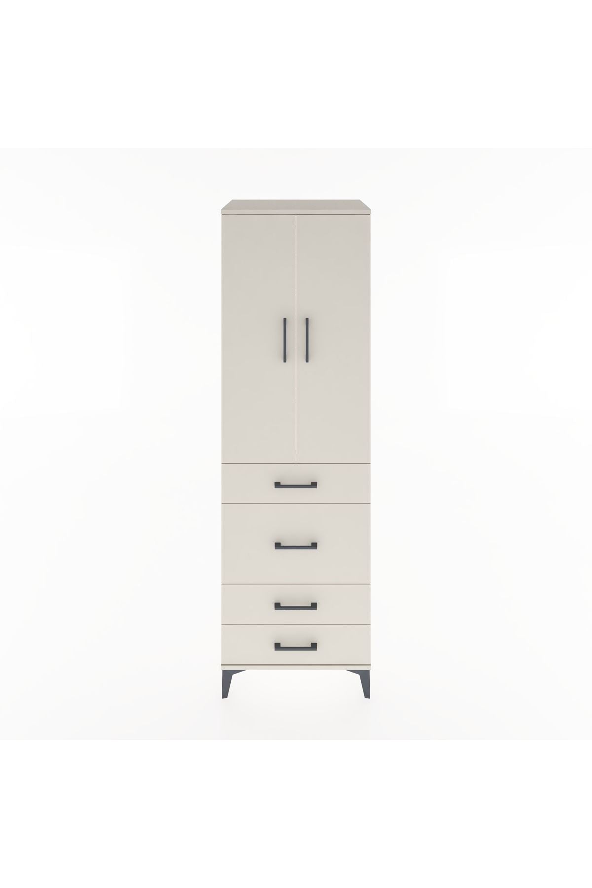 Hyperion Dolap Tek Raflı 4 Çekmeceli Tek Askılı 60x44x195 Aytaşı-Aytaşı