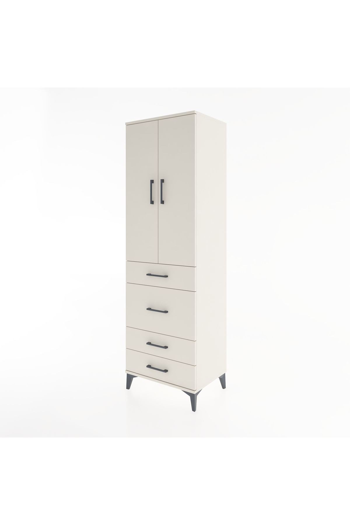 Hyperion Dolap Tek Raflı 4 Çekmeceli Tek Askılı 60x44x195 Aytaşı-Aytaşı