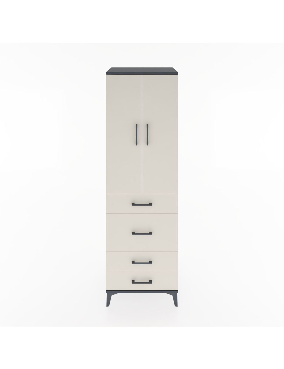 Hyperion Dolap Tek Raflı 4 Çekmeceli Tek Askılı 60x44x195 Antrasit-Aytaşı