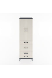 Hyperion Dolap Tek Raflı 4 Çekmeceli Tek Askılı 60x44x195 Antrasit-Aytaşı