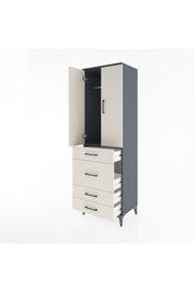 Hyperion Dolap Tek Raflı 4 Çekmeceli Tek Askılı 60x44x195 Antrasit-Aytaşı