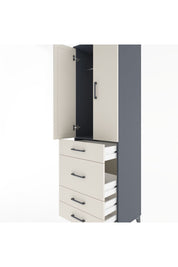 Hyperion Dolap Tek Raflı 4 Çekmeceli Tek Askılı 60x44x195 Antrasit-Aytaşı