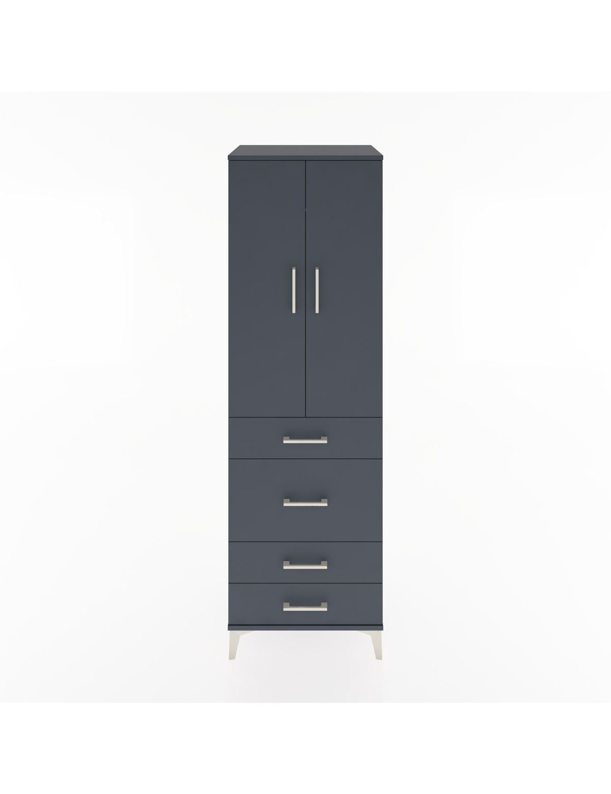 Hyperion Dolap Tek Raflı 4 Çekmeceli Tek Askılı 60x44x195 Antrasit-Antrasit