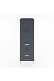 Hyperion Dolap Tek Raflı 4 Çekmeceli Tek Askılı 60x44x195 Antrasit-Antrasit