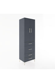 Hyperion Dolap Tek Raflı 4 Çekmeceli Tek Askılı 60x44x195 Antrasit-Antrasit