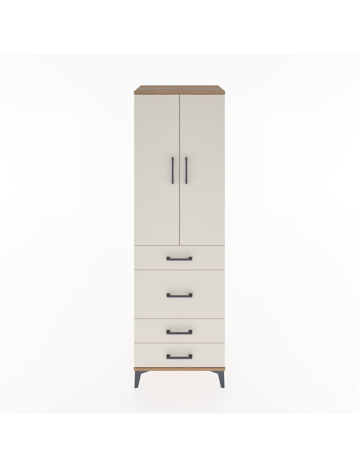 Hyperion Dolap Tek Raflı 4 Çekmeceli Tek Askılı 60x44x195 Çam-Aytaşı