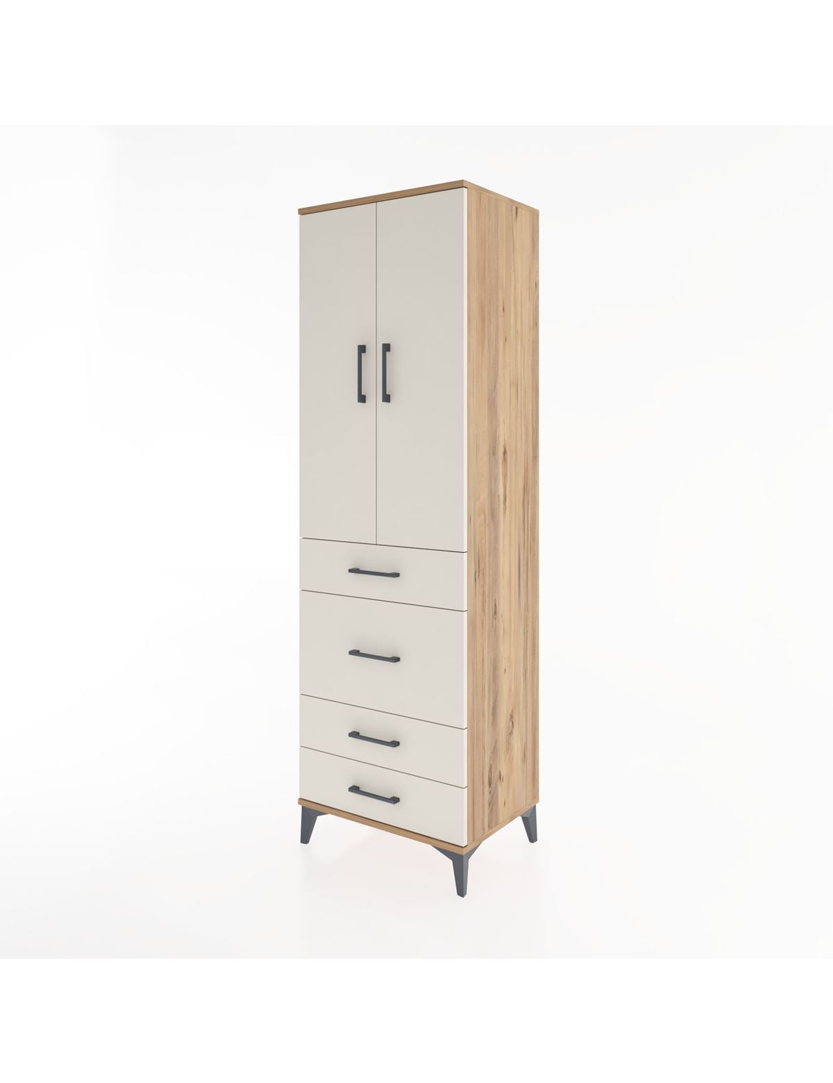 Hyperion Dolap Tek Raflı 4 Çekmeceli Tek Askılı 60x44x195 - S59M064V7B