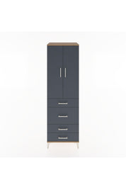 Hyperion Dolap Tek Raflı 4 Çekmeceli Tek Askılı 60x44x195 Çam-Antrasit