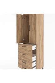 Hyperion Dolap Tek Raflı 4 Çekmeceli Tek Askılı 60x44x195 Çam-Çam