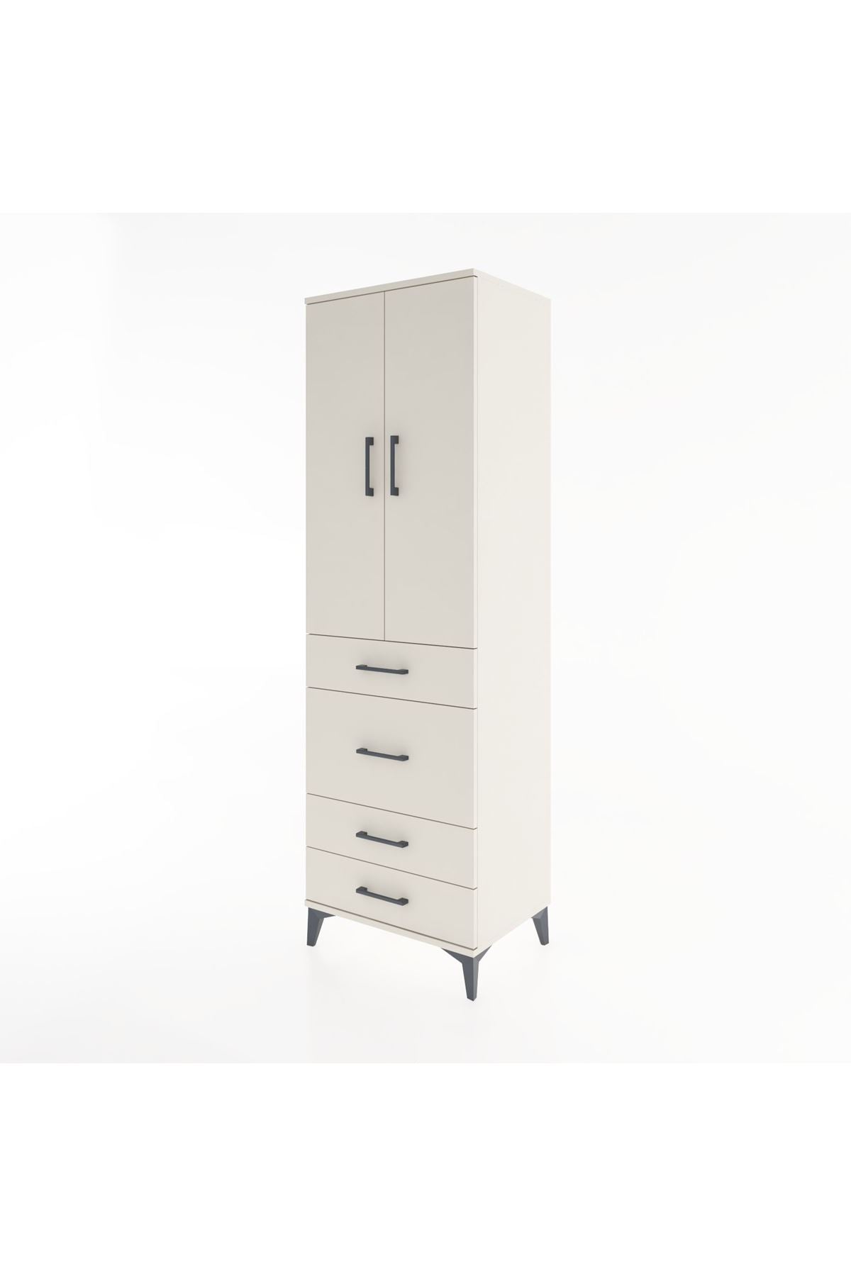 Hyperion Dolap 3 Raflı 4 Çekmeceli 2 Kapaklı 60x44x195 Aytaşı-Aytaşı