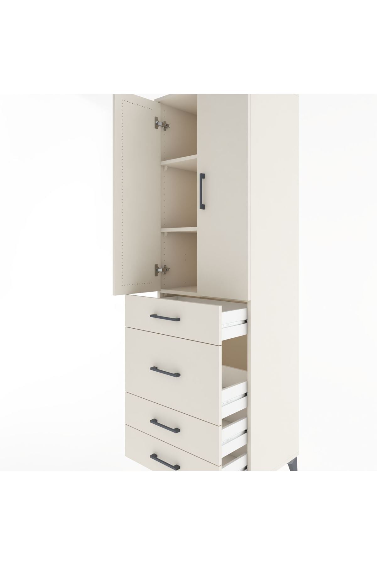 Hyperion Dolap 3 Raflı 4 Çekmeceli 2 Kapaklı 60x44x195 Aytaşı-Aytaşı