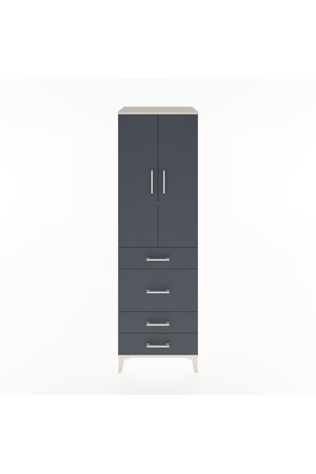 Hyperion Dolap 3 Raflı 4 Çekmeceli 2 Kapaklı 60x44x195 Aytaşı-Antrasit