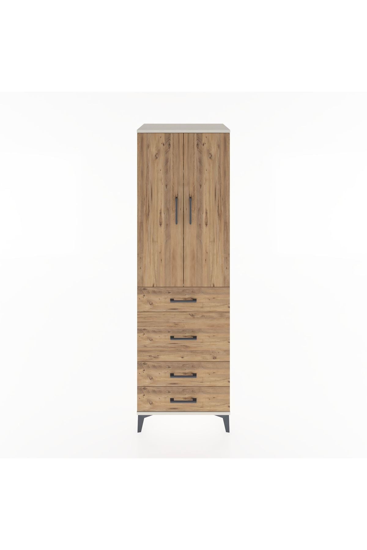 Hyperion Dolap 3 Raflı 4 Çekmeceli 2 Kapaklı 60x44x195 Aytaşı-Çam