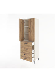 Hyperion Dolap 3 Raflı 4 Çekmeceli 2 Kapaklı 60x44x195 Aytaşı-Çam