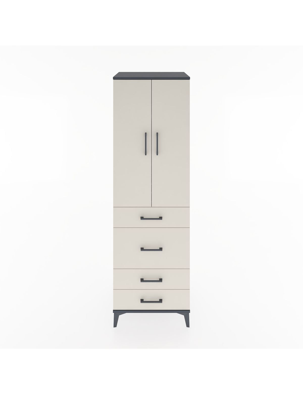 Hyperion Dolap 3 Raflı 4 Çekmeceli 2 Kapaklı 60x44x195 Antrasit-Aytaşı