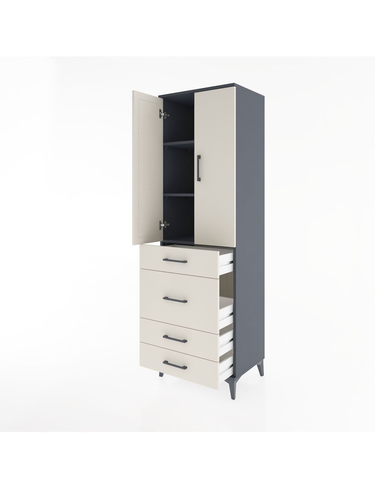 Hyperion Dolap 3 Raflı 4 Çekmeceli 2 Kapaklı 60x44x195 - S59M065V4B