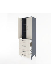 Hyperion Dolap 3 Raflı 4 Çekmeceli 2 Kapaklı 60x44x195 Antrasit-Aytaşı