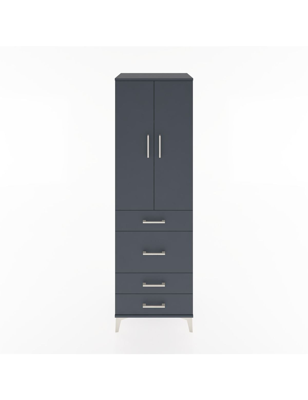 Hyperion Dolap 3 Raflı 4 Çekmeceli 2 Kapaklı 60x44x195 Antrasit-Antrasit