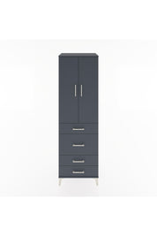 Hyperion Dolap 3 Raflı 4 Çekmeceli 2 Kapaklı 60x44x195 Antrasit-Antrasit