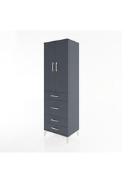 Hyperion Dolap 3 Raflı 4 Çekmeceli 2 Kapaklı 60x44x195 Antrasit-Antrasit