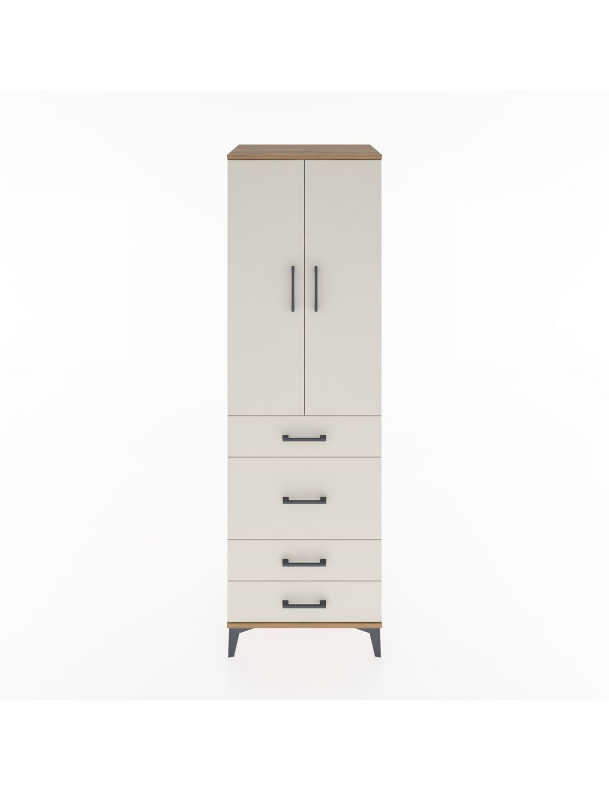 Hyperion Dolap 3 Raflı 4 Çekmeceli 2 Kapaklı 60x44x195 Çam-Aytaşı