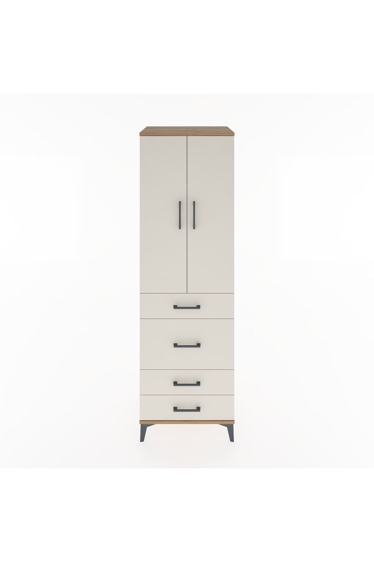 Hyperion Dolap 3 Raflı 4 Çekmeceli 2 Kapaklı 60x44x195 Çam-Aytaşı