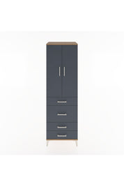 Hyperion Dolap 3 Raflı 4 Çekmeceli 2 Kapaklı 60x44x195 Çam-Antrasit
