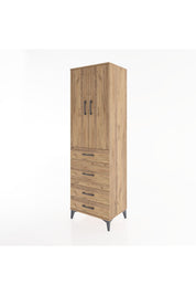 Hyperion Dolap 3 Raflı 4 Çekmeceli 2 Kapaklı 60x44x195 Çam-Çam