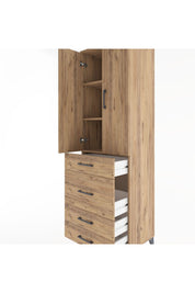 Hyperion Dolap 3 Raflı 4 Çekmeceli 2 Kapaklı 60x44x195 Çam-Çam