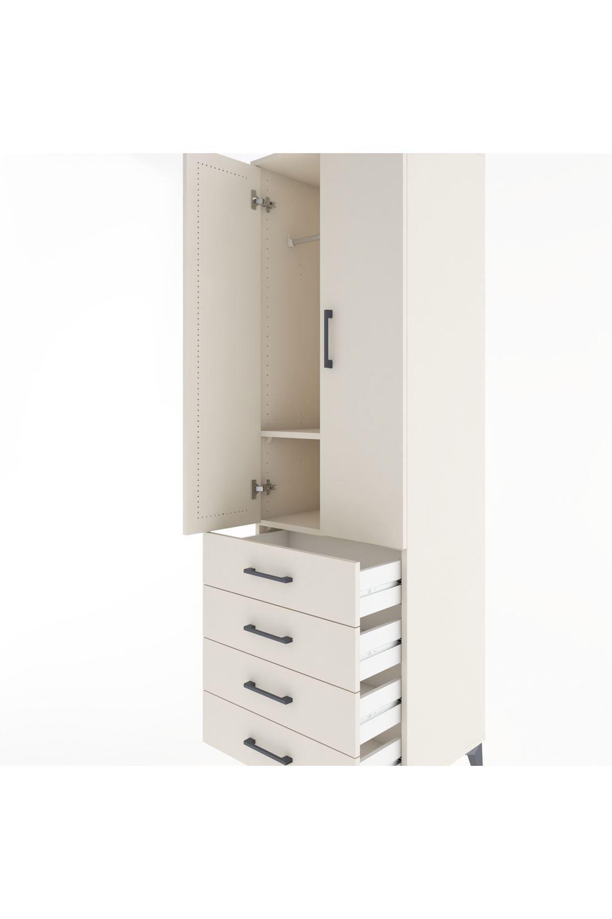 Hyperion Dolap 2 Raflı 4 Çekmeceli Tek Askılı 60x44x195 Aytaşı-Aytaşı