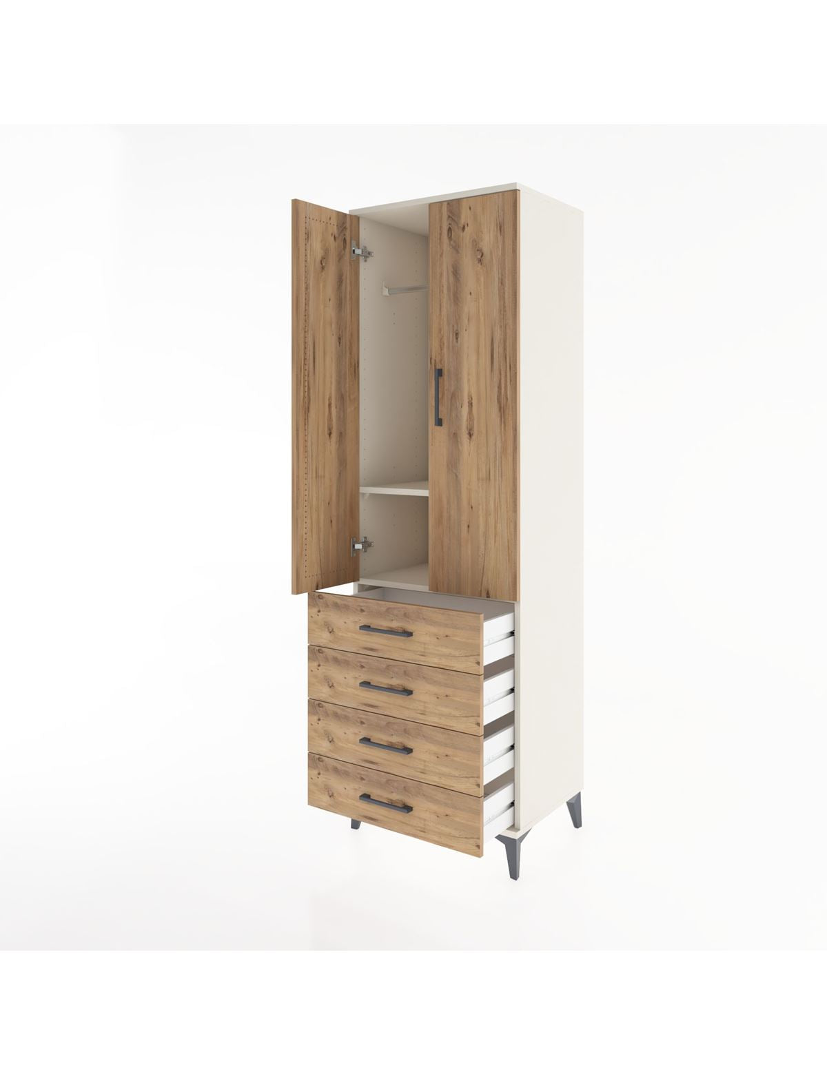 Hyperion Dolap 2 Raflı 4 Çekmeceli Tek Askılı 60x44x195 - S59M066V3B