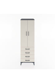 Hyperion Dolap 2 Raflı 4 Çekmeceli Tek Askılı 60x44x195 Antrasit-Aytaşı