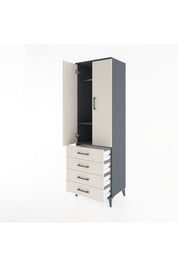 Hyperion Dolap 2 Raflı 4 Çekmeceli Tek Askılı 60x44x195 Antrasit-Aytaşı