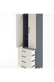 Hyperion Dolap 2 Raflı 4 Çekmeceli Tek Askılı 60x44x195 Antrasit-Aytaşı