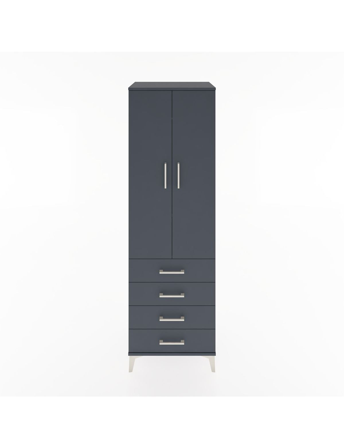 Hyperion Dolap 2 Raflı 4 Çekmeceli Tek Askılı 60x44x195 Antrasit-Antrasit