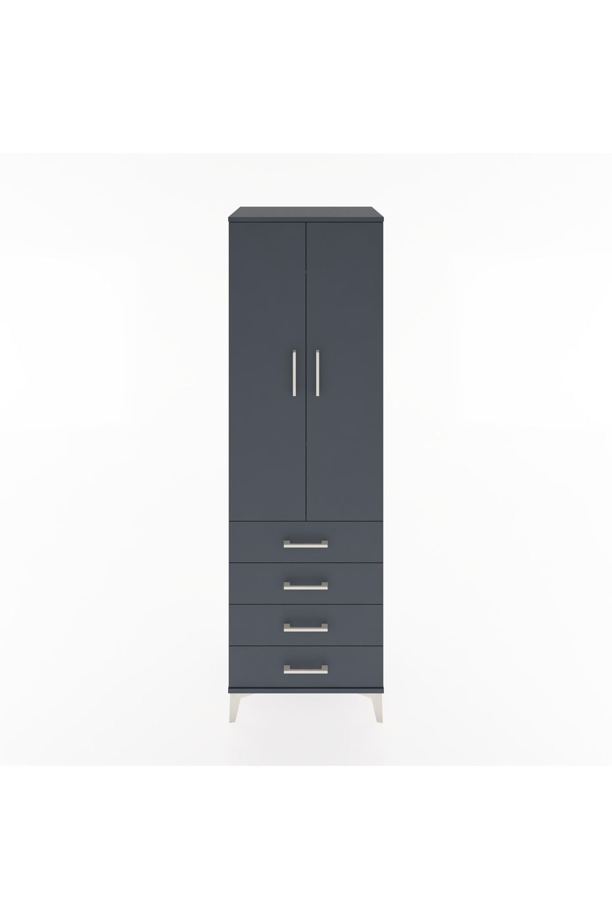 Hyperion Dolap 2 Raflı 4 Çekmeceli Tek Askılı 60x44x195 Antrasit-Antrasit