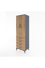 Hyperion Dolap 2 Raflı 4 Çekmeceli Tek Askılı 60x44x195 Antrasit-Çam