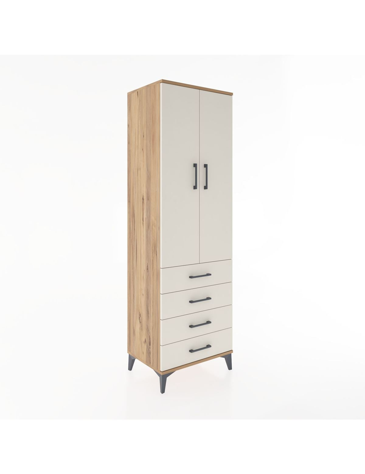 Hyperion Dolap 2 Raflı 4 Çekmeceli Tek Askılı 60x44x195 Çam-Aytaşı